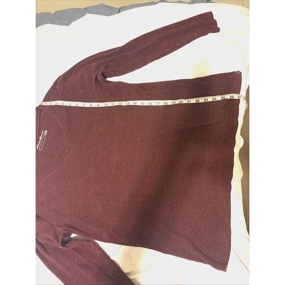 Women’s Eddie Bauer Long Sleeve V- Neck T Shirt In Maroon - Picture 3 of 8